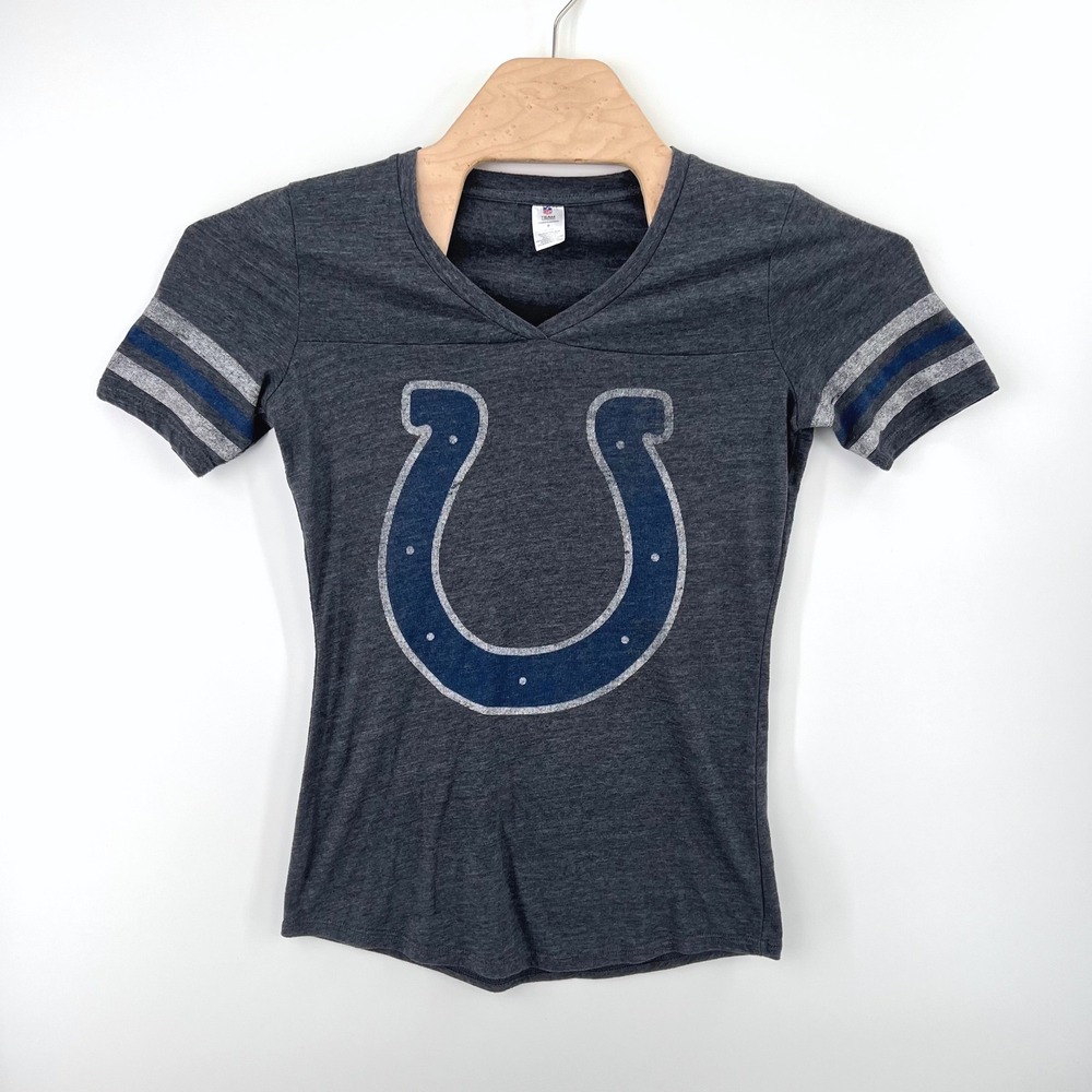 NFL Team Apparel Indianapolis Colts T Shirt Size S Gray V-Neck Gameday Tee